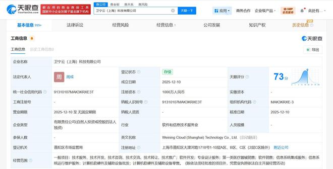 衛(wèi)寧健康成立衛(wèi)寧云科技公司，注冊(cè)資本1000萬(wàn)加碼數(shù)字醫(yī)療